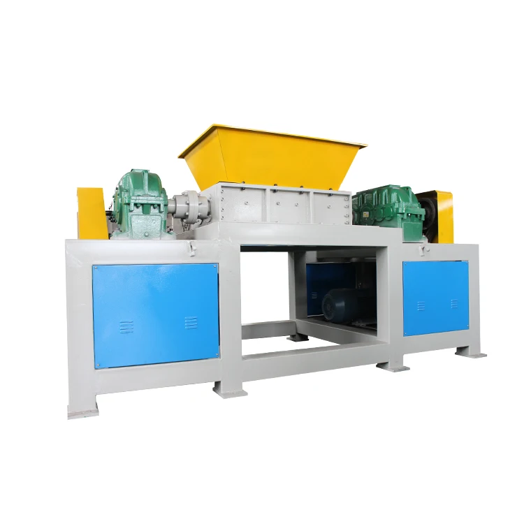 Double shaft rubber tire waste plastic PVC PET bottles metal scrap shredder machine recycling price
