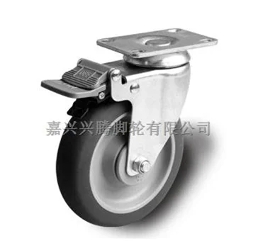 125mm swivel castor thermoplastic rubber wheel with plastic brake