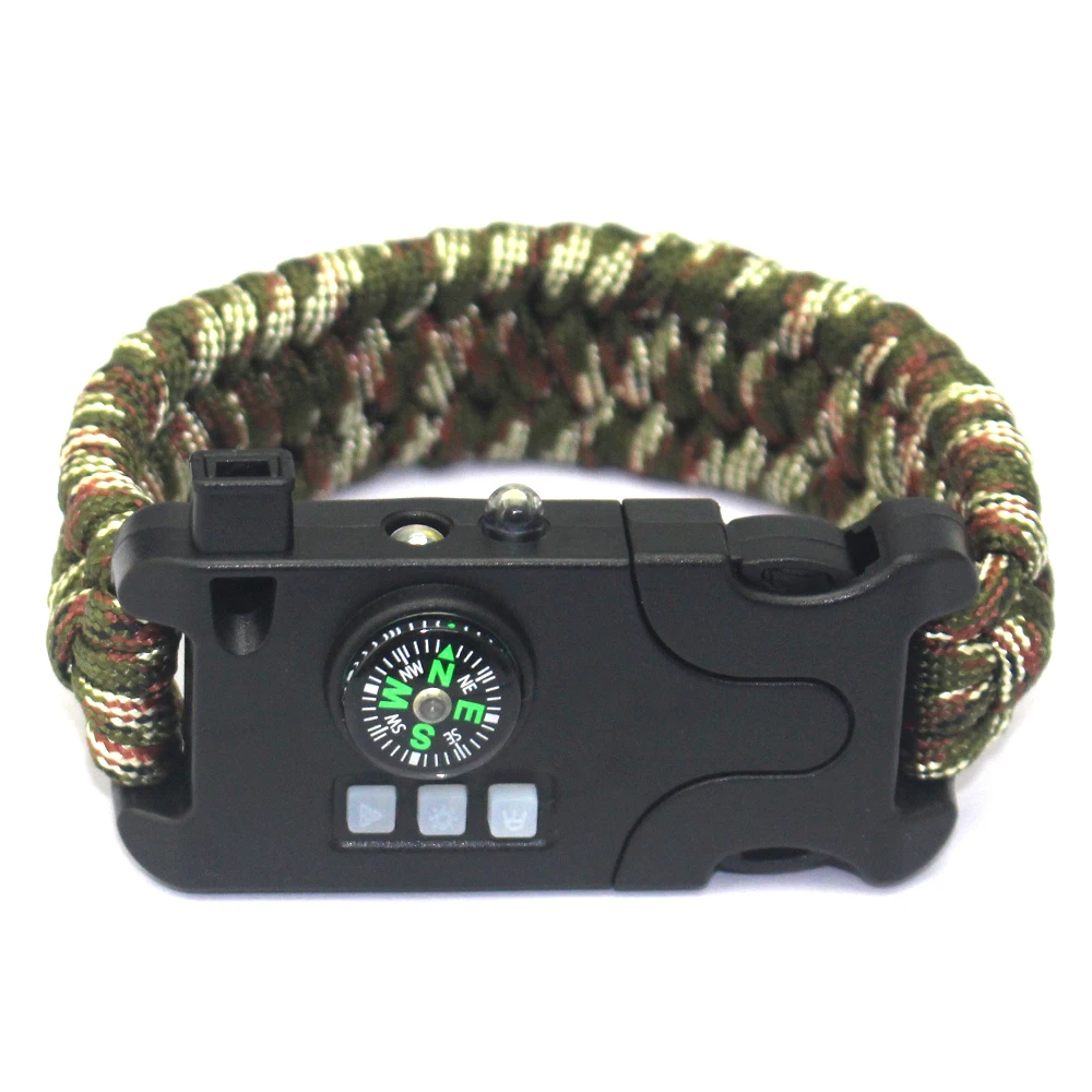 Hot Seller Survival Outdoor Survival Bracelet, Wholesale Factory Mens Camping Gift Charm Bracelet
