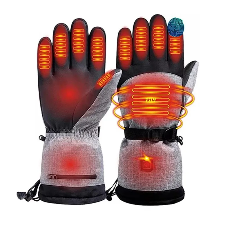 New Product Waterproof Ski Gloves Touch Screen Adjustable Rechargeable Motorcycle Electric Heated Gloves With Battery