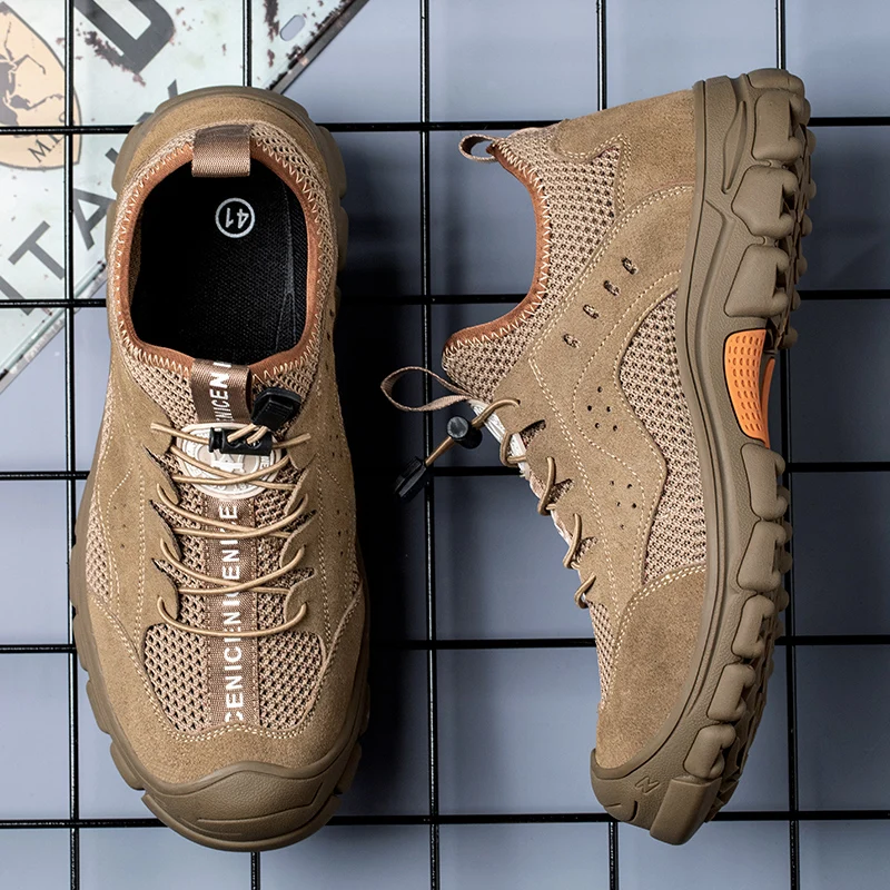 Hot sale custom steel toe rubber sole work boots cheaper suede mesh breathable safety work shoes for men women
