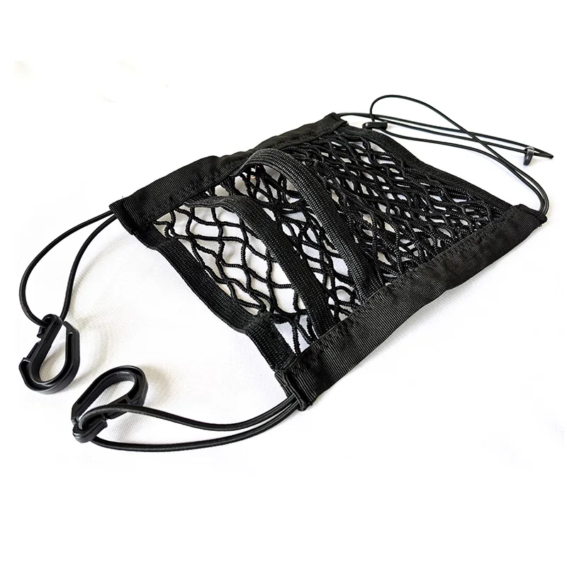 2022  Hot Sale Car Mesh Net Storage Durable Nylon Car Net Pocket Handbag Holder 3 Layers Car Seat Gap Organizer