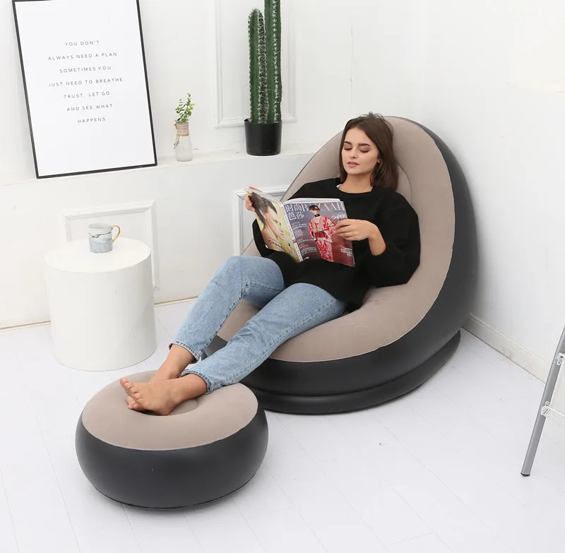 
Lounge plastic flocking living room furniture sets inflatable lazy sofa 