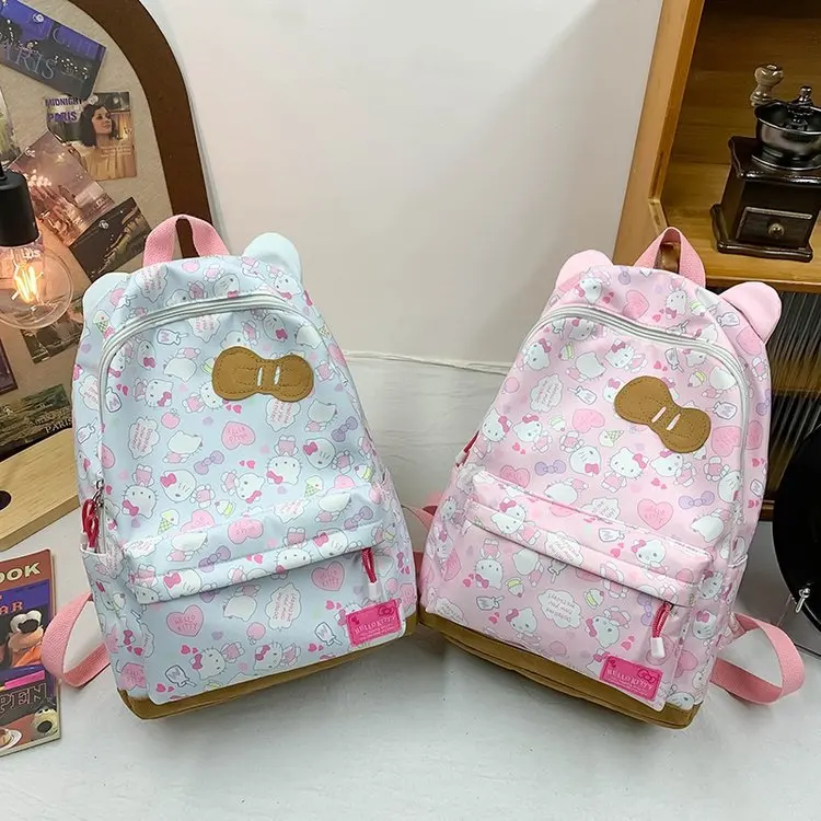 Hot Sale New Trendy All Over Print wholesale custom cartoon hello hk cat Travel Backpack Large Capacity Hiking Rucksack for Girl