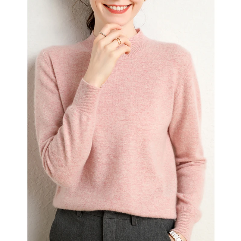 70% Merino Wool 30% Cashmere Sweater Soft Warm Cashmere Knit Ladies Pullover Turtleneck Women Sweater