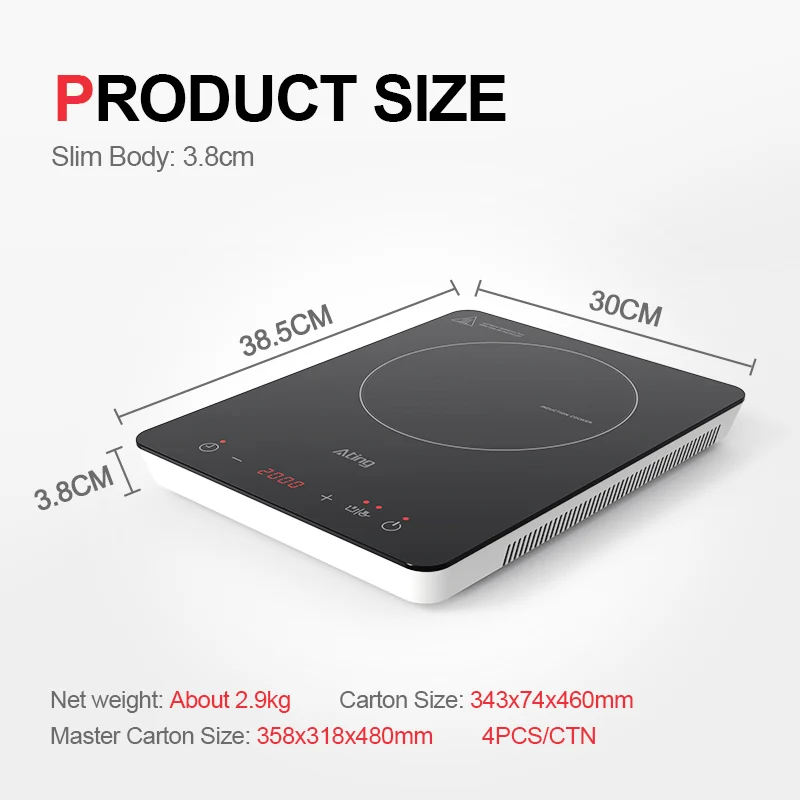 High quality 2000W induction hob table top cooktop slim stove electric induction cooker