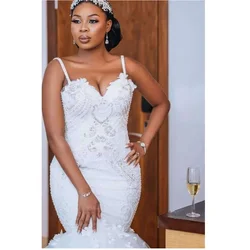 Африканское роскошное кружевное свадебное платье без рукавов большого размера с юбкой-годе бальное платье для невесты