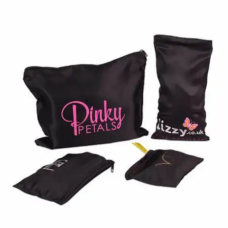 Black Satin Pouch Large Custom Satin Bag Drawstring Pouch with Zipper Screen Printing Promotion Custom Size Accepted 5-7days