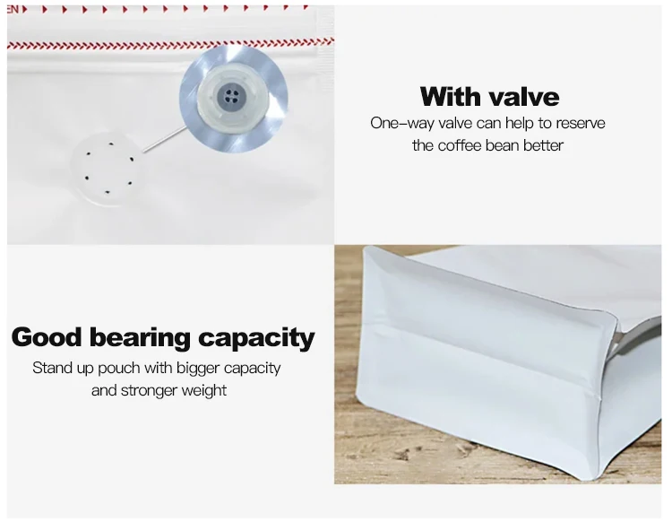 Biodegradable Black Coffee Bags With Valve And Zipper Custom Paper Packaging Flat Bottom Coffee Bean Bag 250gr 250g