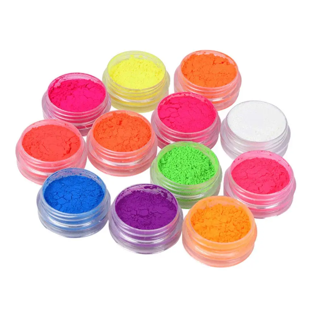 12 Color Super Bright Neon Pigment Nail Powder High Quality Fluorescent Nail Polish Minimum Order 1kg