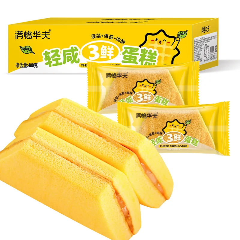 Hot Selling 400g Delicious Milk Bread Wholesale Leisure Snacks Fresh Light Salty Flavored 3 Fresh Cake