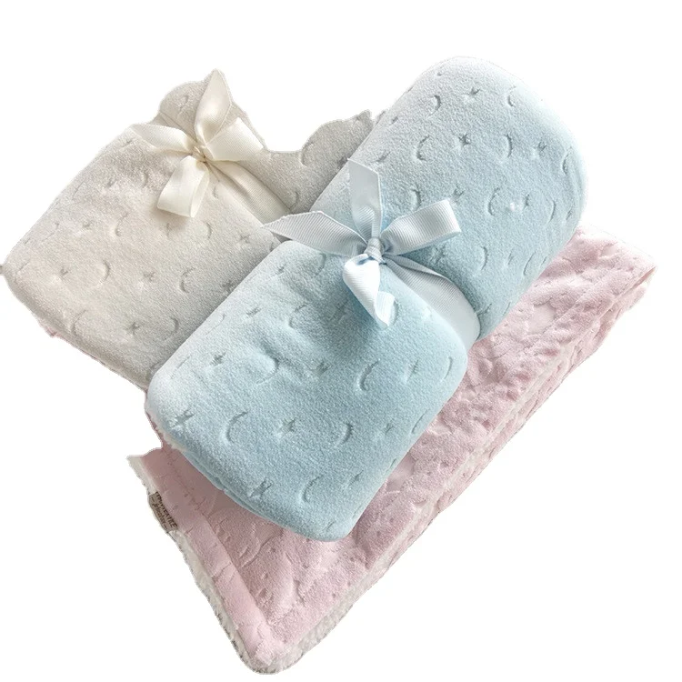 2022 new arrival Super Soft Custom Printing Newborn Baby Swaddle Coral Fleece Micro 3D Pom Mink Dot Baby Blanket