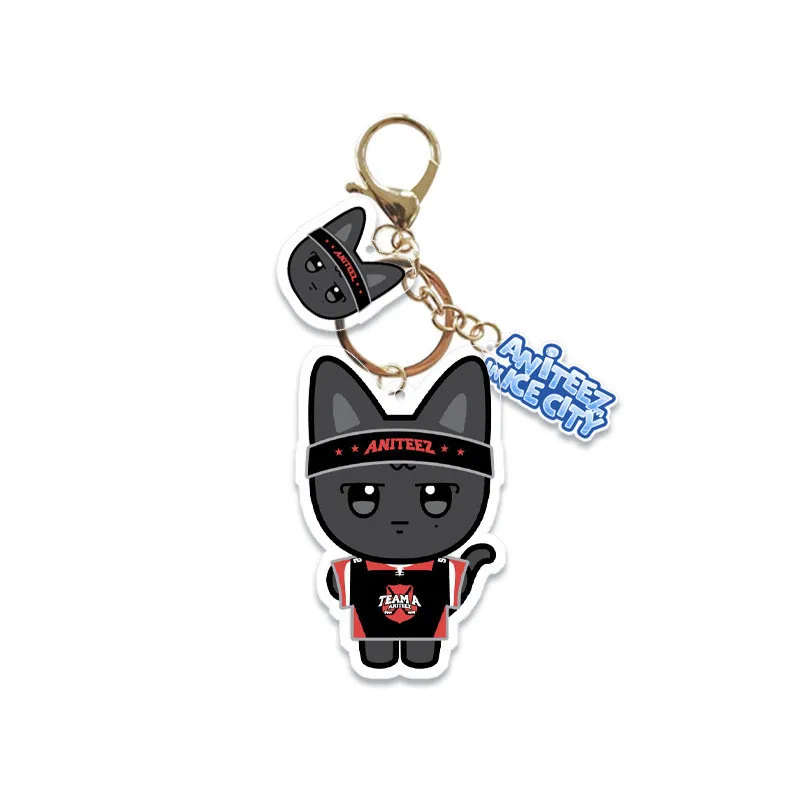 New Korean Kpop ATEEZ Acrylic Keychain Cartoon Car Bag Pendant Key Ring Holder ANITEEZ Fans Gifts Collection Gifts