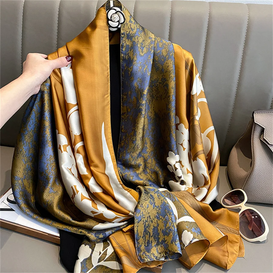 voile african Bands 90*180cm New silk satin shawl can Butterfly Tied Imitation silk scarf grade  Design manufacturer custom