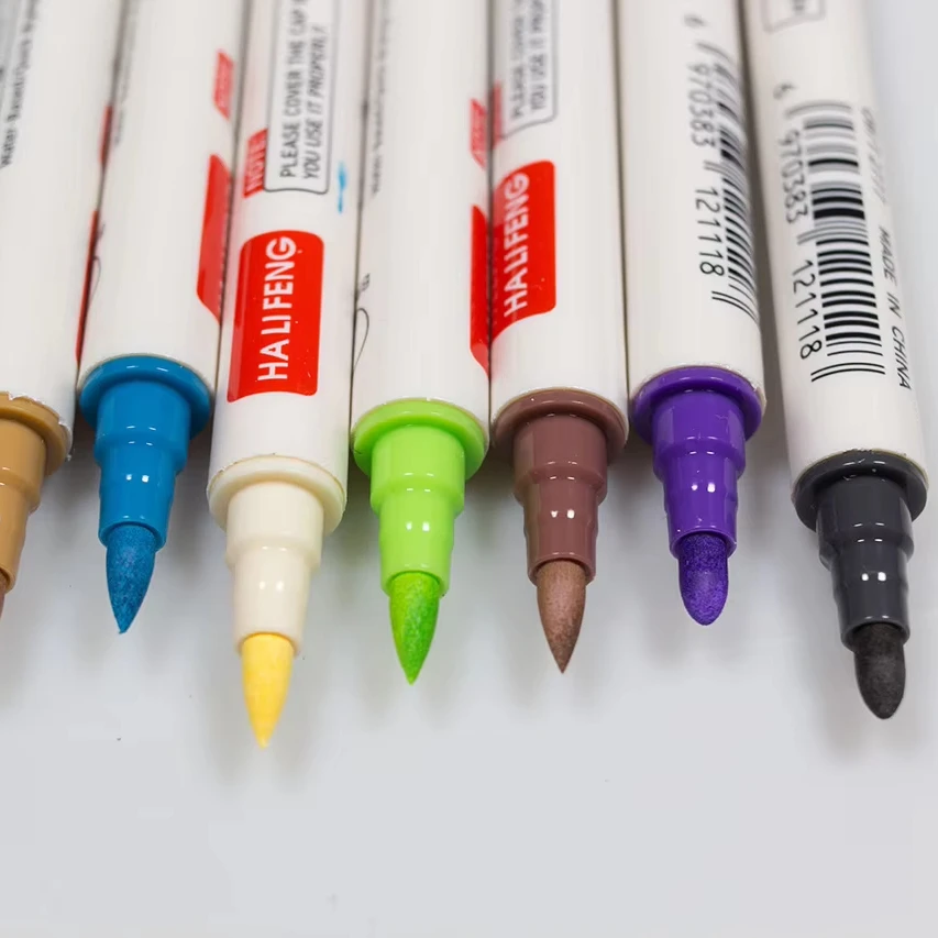 Dual Tip Acrylic Paint Marker Pens 24 Colors with Brush & Fine Tip for Rock Painting, Wood, Canvas, Stone, Glass, Ceramic