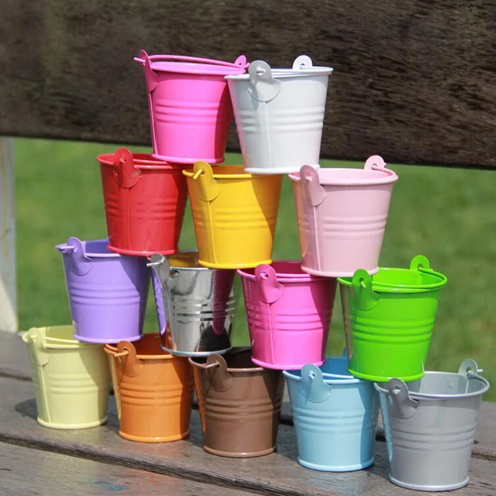 Wholesale Colorful Galvanized Metal Zinc Mini Candle Wax Melting Jar Gift Metal Bucket With Handle