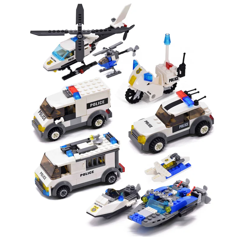 New City Police Patrol Car Model Figure Blocks Educational Construction Building Bricks Toys For Children Christmas Gift