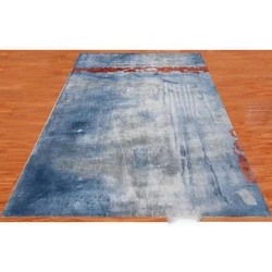 Factory Supply Brand Large Rugs Living Room Floor Premium Silk Wool Blue Handmade Carpet Prices