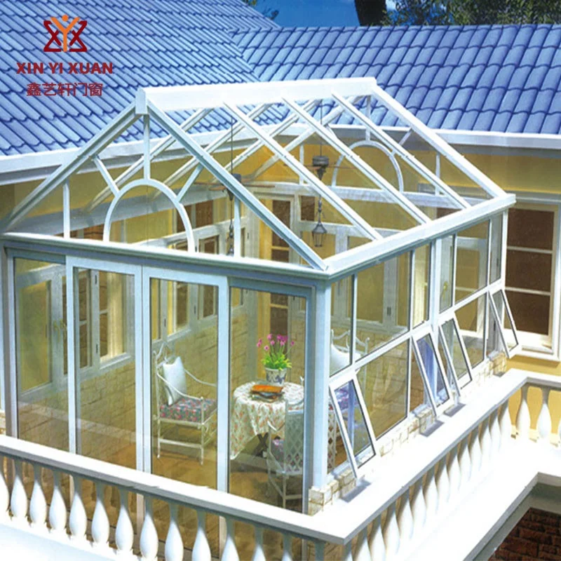 
New design china product outdoor glass room Aluminium greenhouse with glass cover bear glass solarium sunroom for sale 