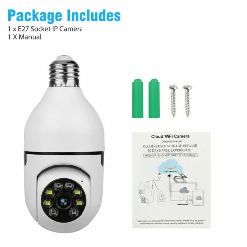Video Camera Light Bulb 1080P Security Camera System with 2.4GHz WiFi 360 Degree Panoramic Wireless Home Surveillance Cameras