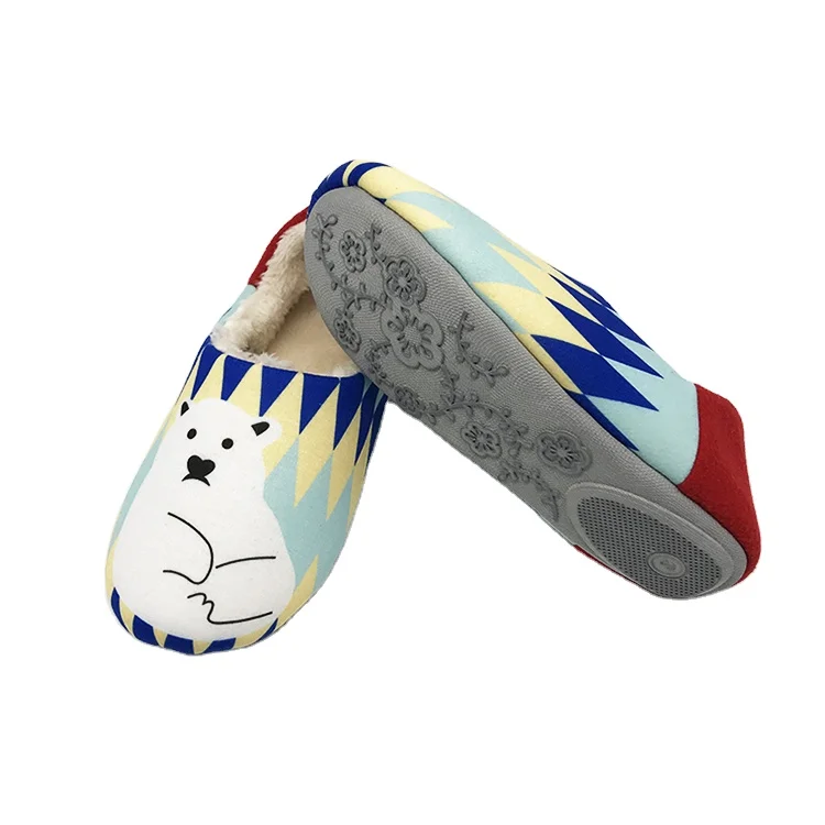 OEM customized Logo indoor house Unisex slippers TPR rubber outsole winter home flat slipper ballerina plush slippers for women