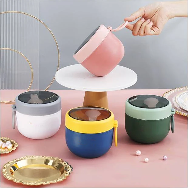Double Wall Stainless Steel Food Container Airtight Breakfast Container Portable Cereal and Milk On the Go Cup 600ML