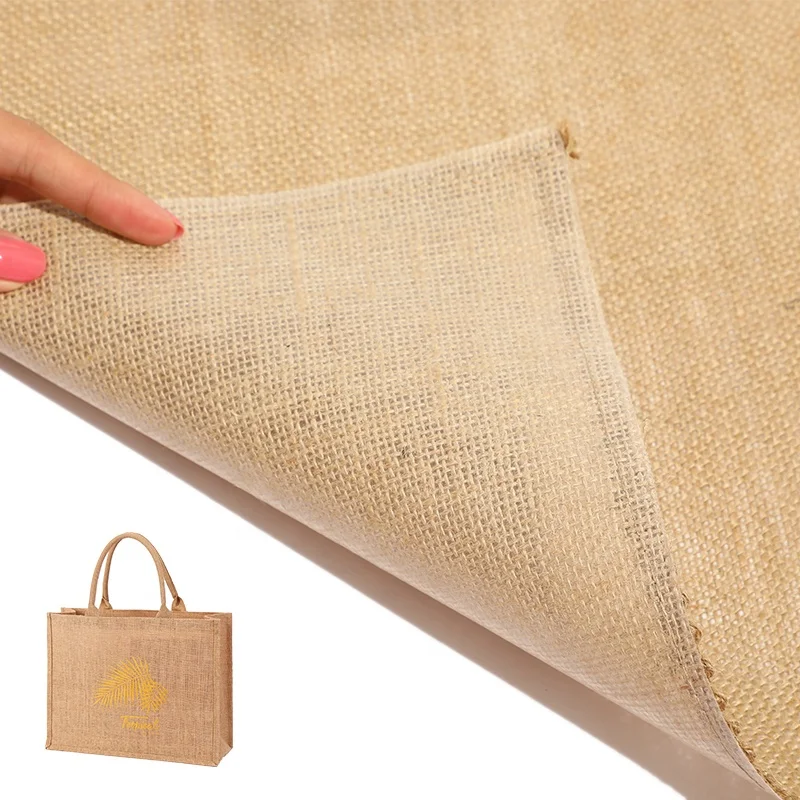 2023 Eco Friendly Laminated With PE Coated Mat Nature  Burlap JacquardJute Fiber 100% Jute Fabric Textile for Handle Bag Making