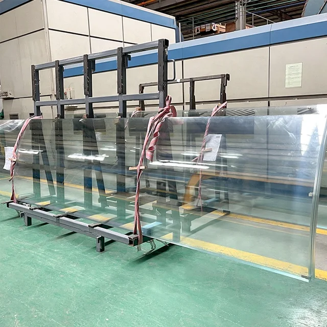 Factory building safety glass custom bent/hot curved tempered glass for architectural glass facade railing celling