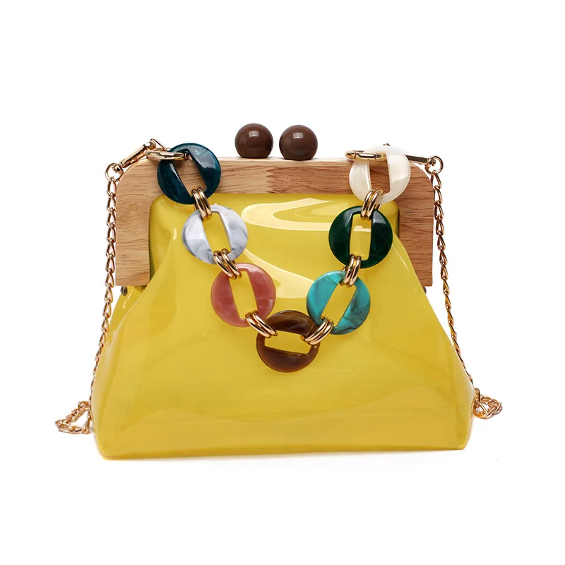 RU Summer New Korean Women Wild Fashion Pvc Transparent Hand Bag Shoulder Messenger Jelly Chain Bag For Ladies