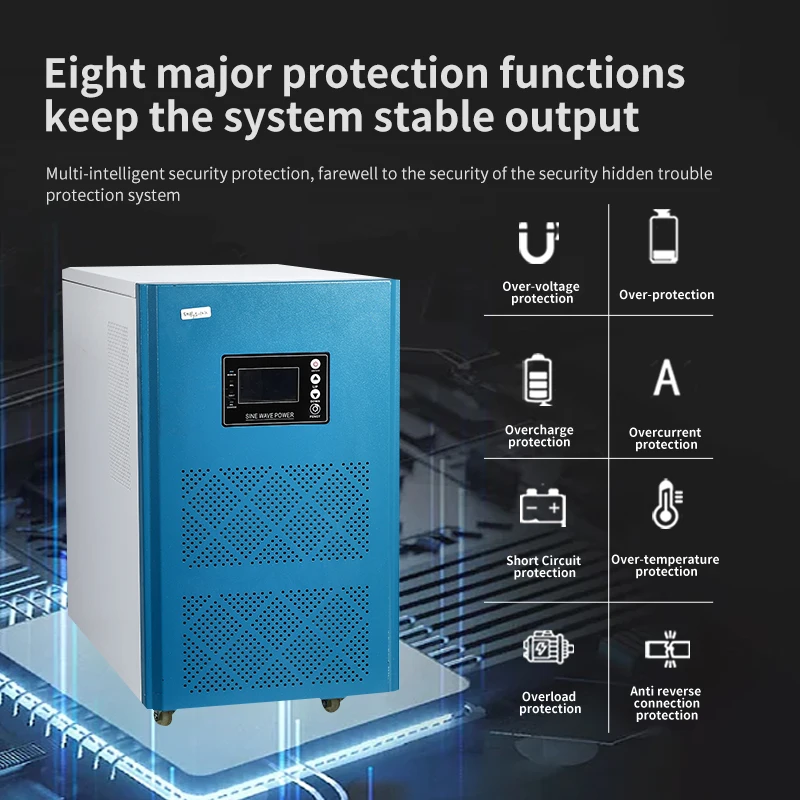 5kw 8kw 10kw 48v 96v 12v smart hybrid solar Inverter with MPPT solar charger