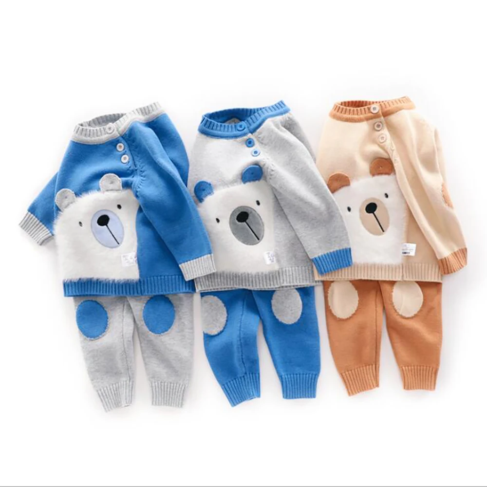Wholesale cartoon bear animal embroidered newborn baby cute boys and girls clothes