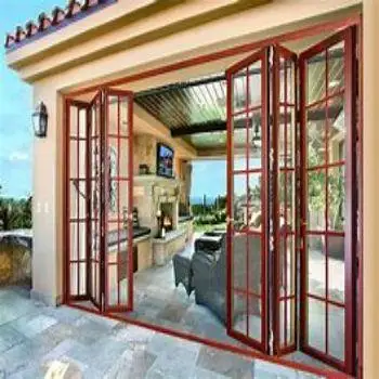 Customized modern vinyl folding door mitsubishi double folded side opening landing door tri folding patio doors
