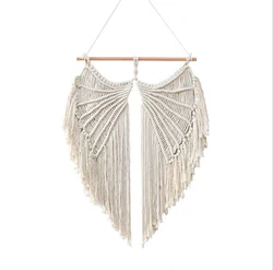 Wholesales Macrame Wall Hanging Angel wings Boho Chic Woven Leaf Tassels Decoration Handmade Bohemian Woven Tapestry