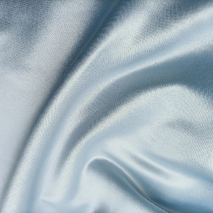 Best Selling Breathable 100%Polyester Blue Silk Matte Satin Fabric for Elegant Party Dress