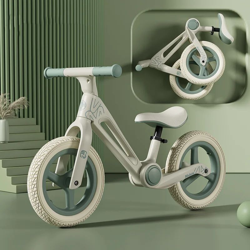 Children Riding Cycle Kids balance Bike 2-in-1 Baby Walker No Pedals Nylon Foldable Push Bike For Toddler 12 Inch Race Toddler