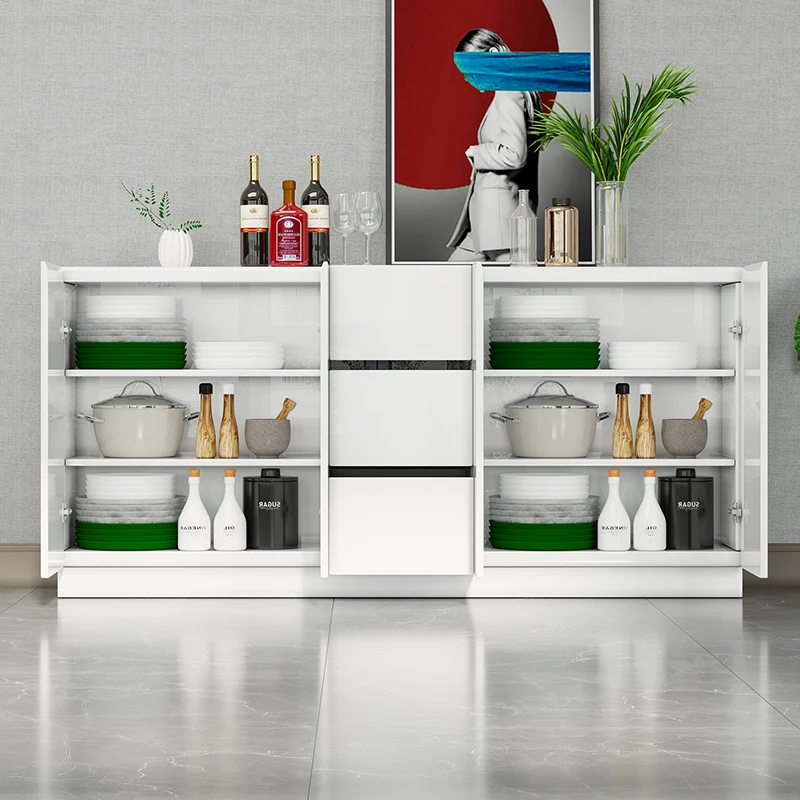 Solid wood wooden side cabinet pantry cabinet in dinning room Simple white durable various sideboard table