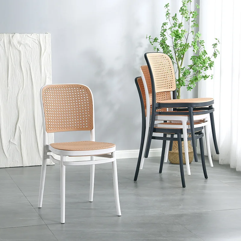 household plastic chair thickened simple restaurant back stool stackable outdoor rattan chair nordic dining chair