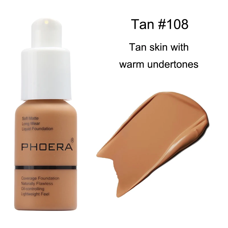 Phoera Matte Foundation Waterproof Foundation for Dark Skin Full Coverage Foundation Makeup