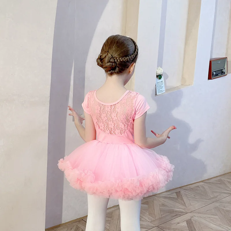 Gauze Mesh Fabric Flowers Leotard Ballet Competition Performance Tutu Skirt Kids Rhythmic Gymnastics Leotards