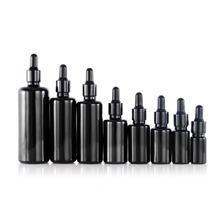 10ml 20ml 30ml 50ml 100ml original real Black Glass dropper bottles emulsion head bottle Black Essential Oil Glass Bottle