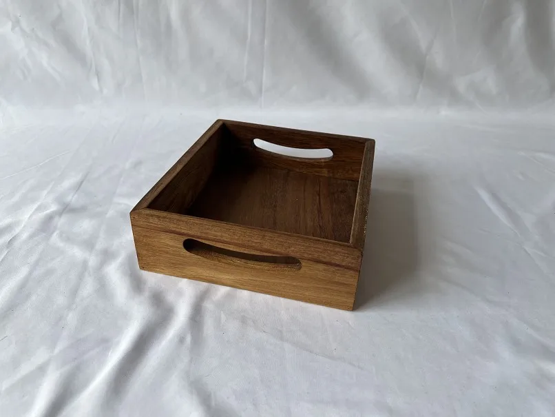 FSC certificated Acacia Wooden Serving Tray with Handles,Wood Serving Platter,Storage Tray Organizer for Kitchen Countertop