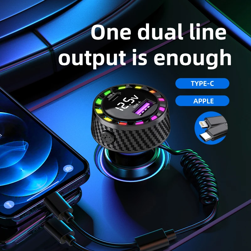 Car FM Transmitter BT5.3 MP3 Player 5V/3.1A Dual Port USB C PD Car Charger