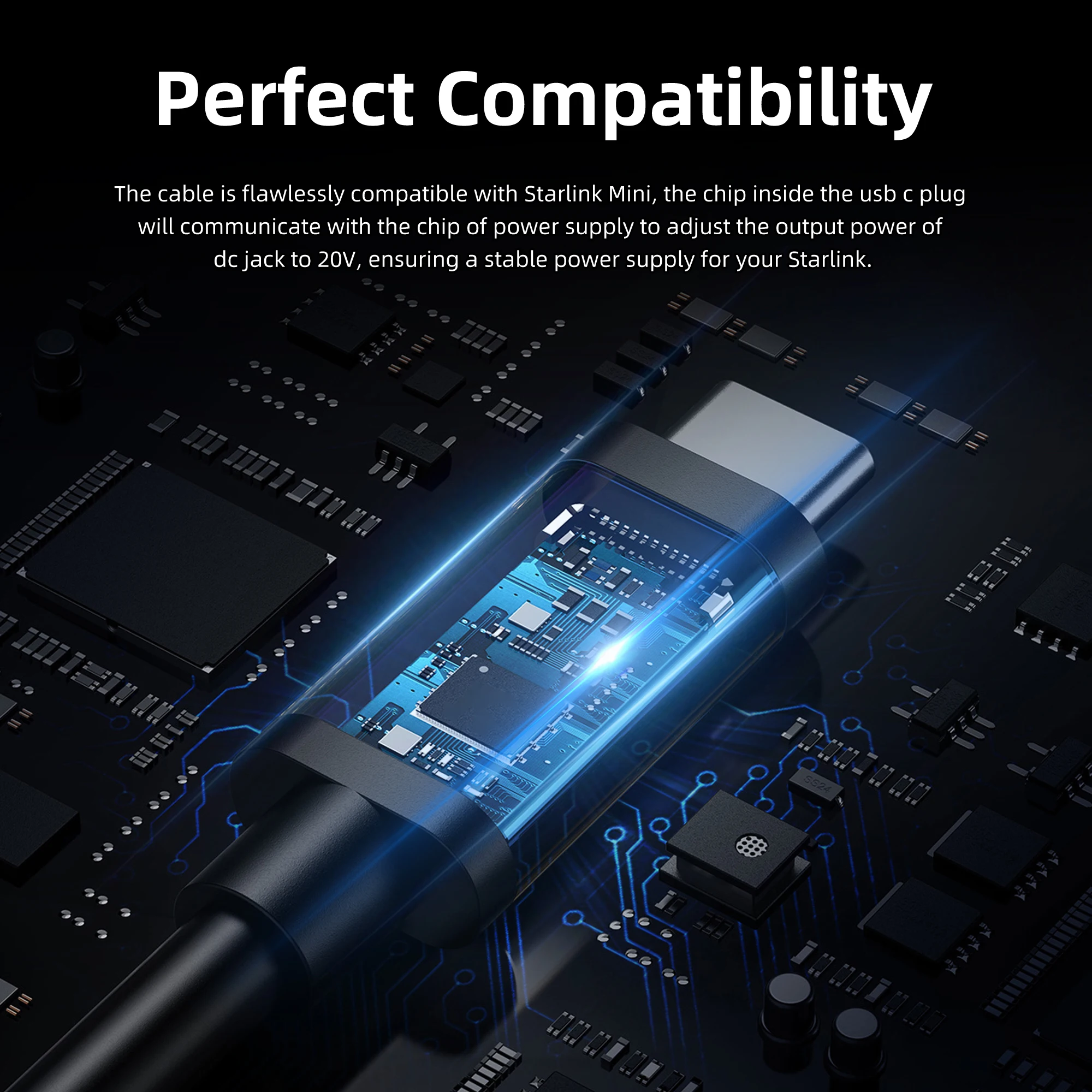 Plug and Play 1.8M Starlink Mini V4 USB C to DC Power Cable PD 140W 20V/7A USB Type-C Input to Power Charging Cord