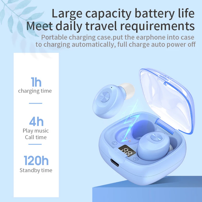 XG-8 Bluetooth Earphones LED Digital TWS Touching Earbud Stereo Waterproof Headphone