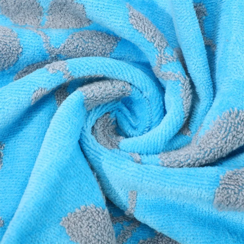 High Quality 3 Pack Blue Printed Thick Absorbent Adults Face Towel Set