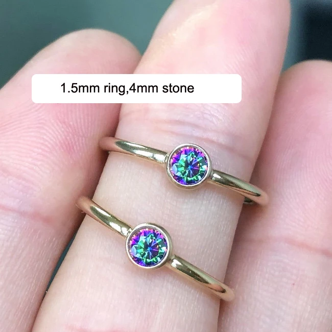 Gift Jewelry Round 14K Gold Filled Simple Finger Rings New Design Women with Zircon