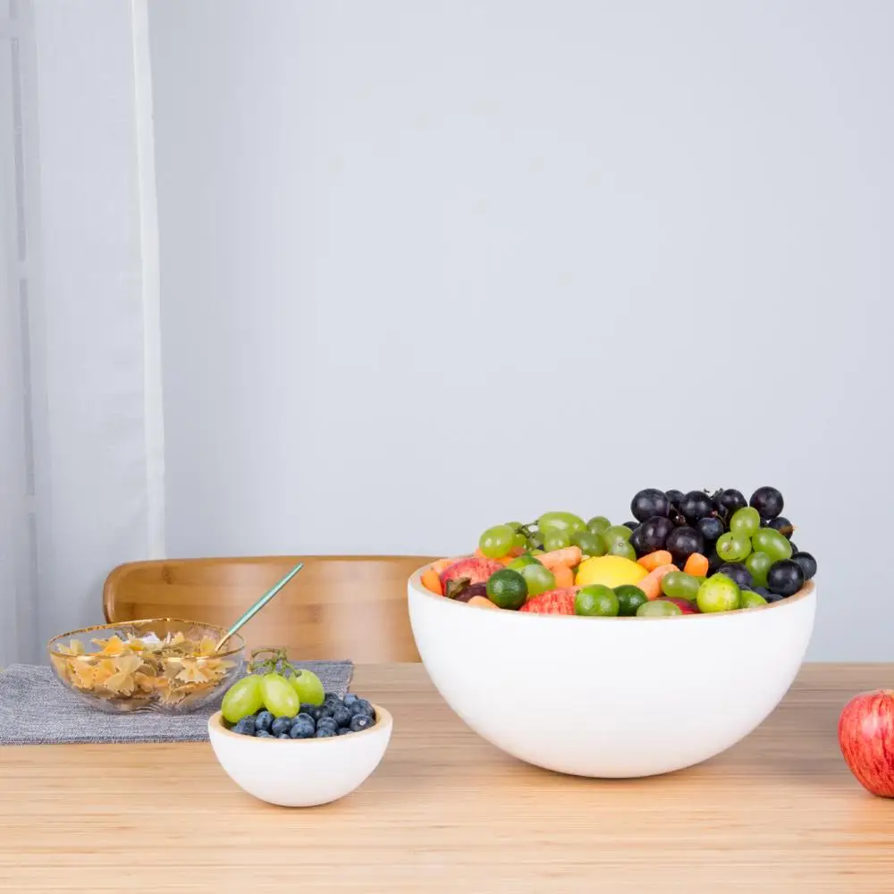 BAMBKIN Kitchen bamboo bowls salad natural salad bowl set fruit salad bowl