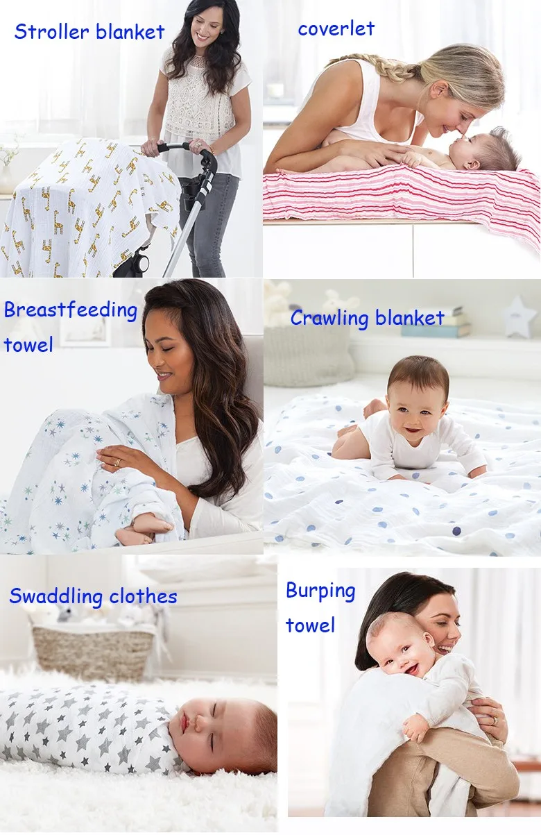 Factory Wholesale Beautiful Bamboo Fabric Baby Muslin Swaddle Blanket