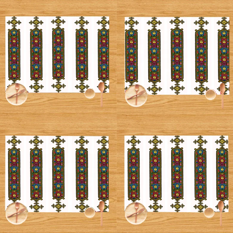 Custom Ethiopia Placemat customized wholesales 3D printed placemat and table mat anti slip mat for habesha decor