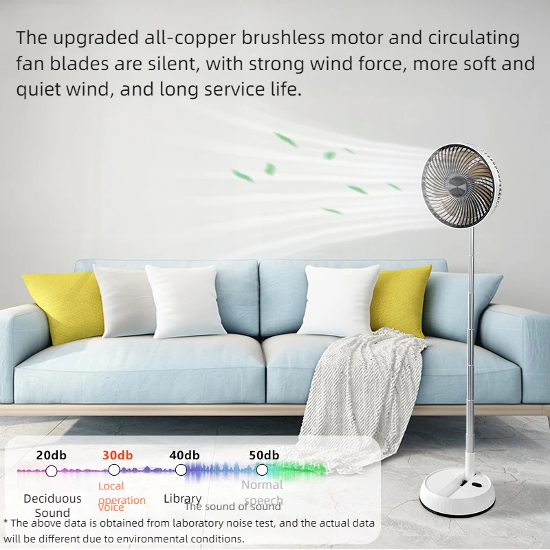 customization Electric fan5000mah,Fold Fan Retractable Pedestal Camping Fan Portable Living Room Floor Desktop Electric Fan